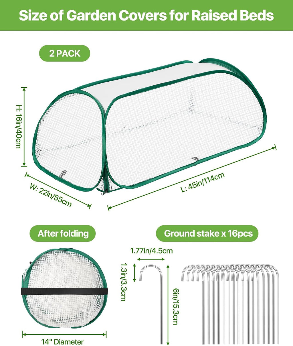 Garden Covers for Raised Beds, Greenhouse Humidity Domes, 2 Pack | Helps Protect Plants from Frost and Pests, Retains