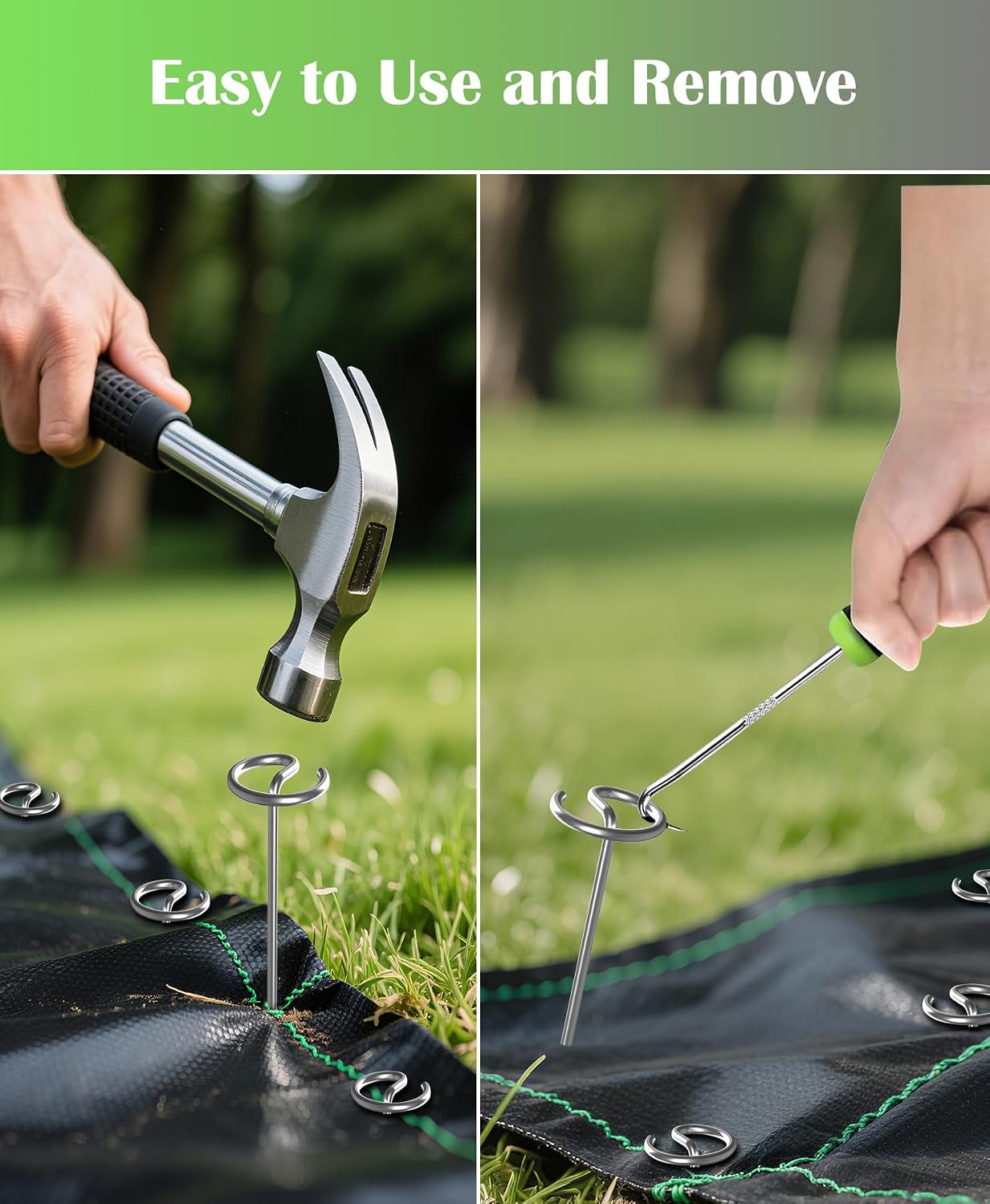 130Pcs Landscape Fabric Pins, Galvanized Circle Top Landscape Fabric Stakes | Not Easy to Bend 6-Inch Garden Staples