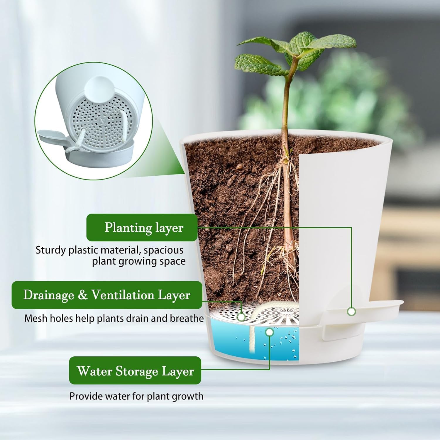 Koalaime 3 Sets Wall Planters for Indoor Plants Geometric Hanging Planters for Indoor Plants - Self-Watering Flower