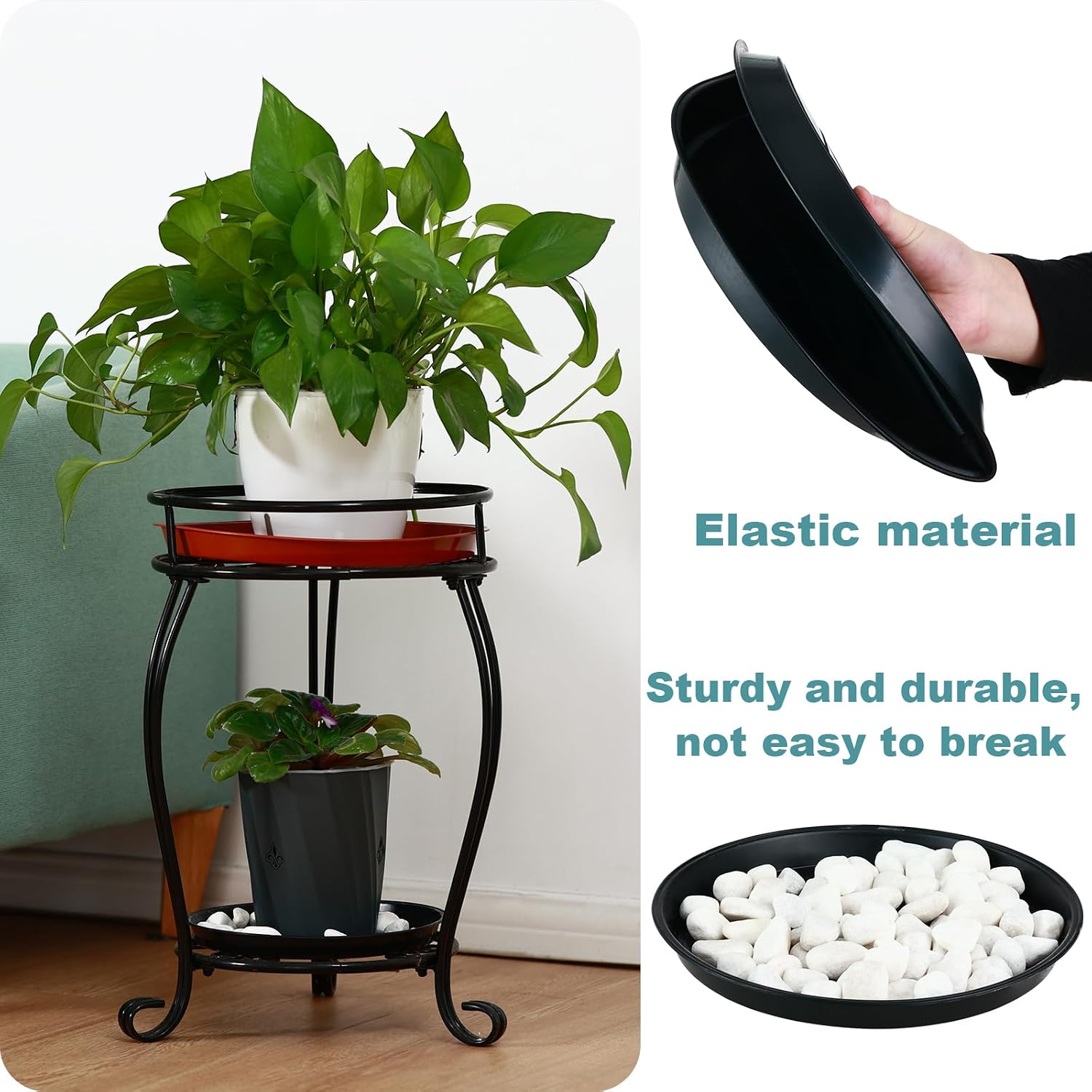 10 Packs 16 Inch Plastic Plant Saucers for Indoor Outdoor, Plant Water Catcher Tray for Pots, Bulk Flower Pot Saucers