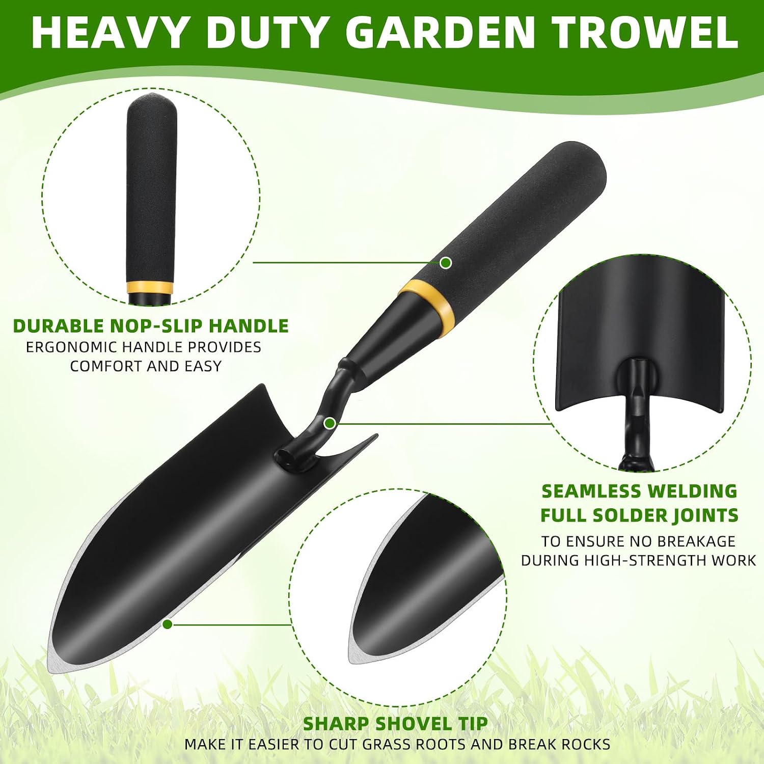 20 Pcs Garden Hand Trowel Heavy Duty Carbon Steel Garden Shovels Tools with Resin Rubberized Handle for Camping