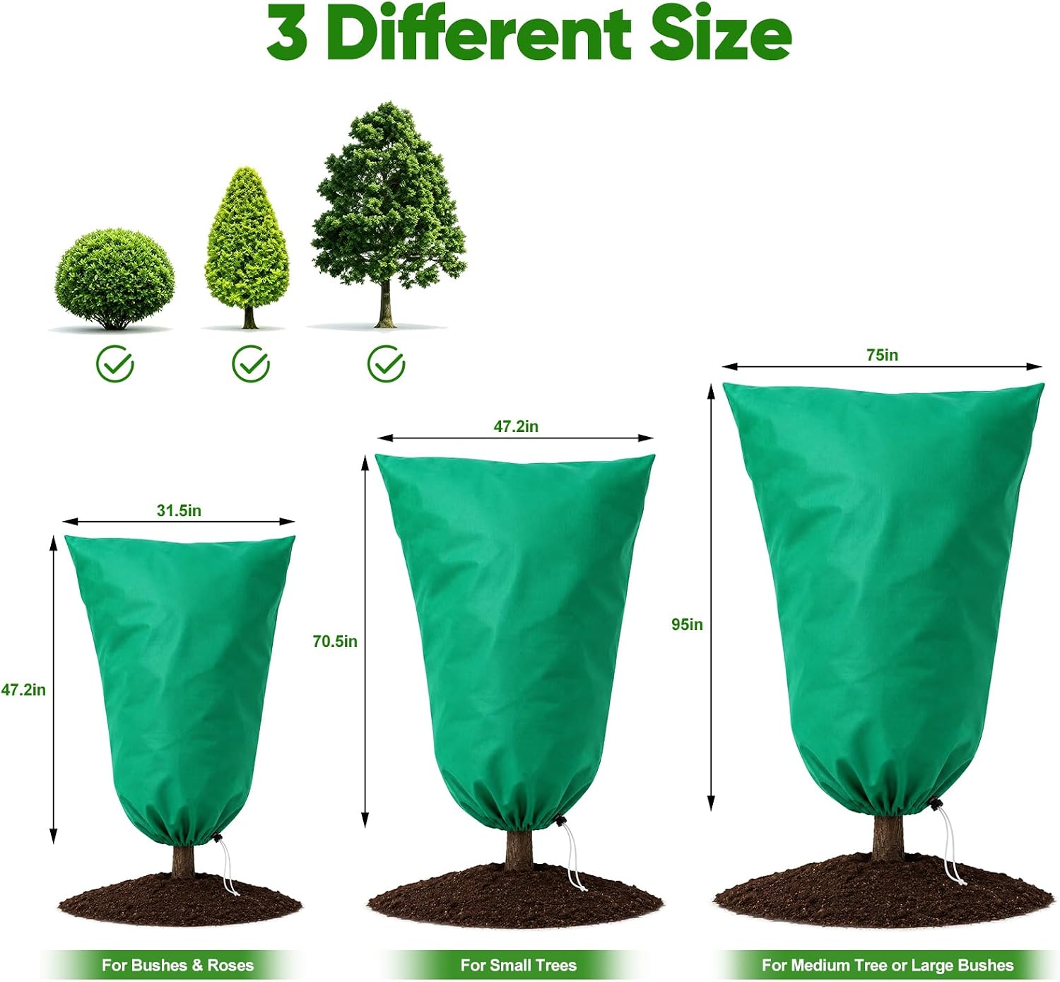 SPORTYOUTH 4 Pack Plant Covers Freeze Protection Frost Blanket 47.2"x72" | 2.4 oz Upgrade Non-Woven, Winter Tree Jacket