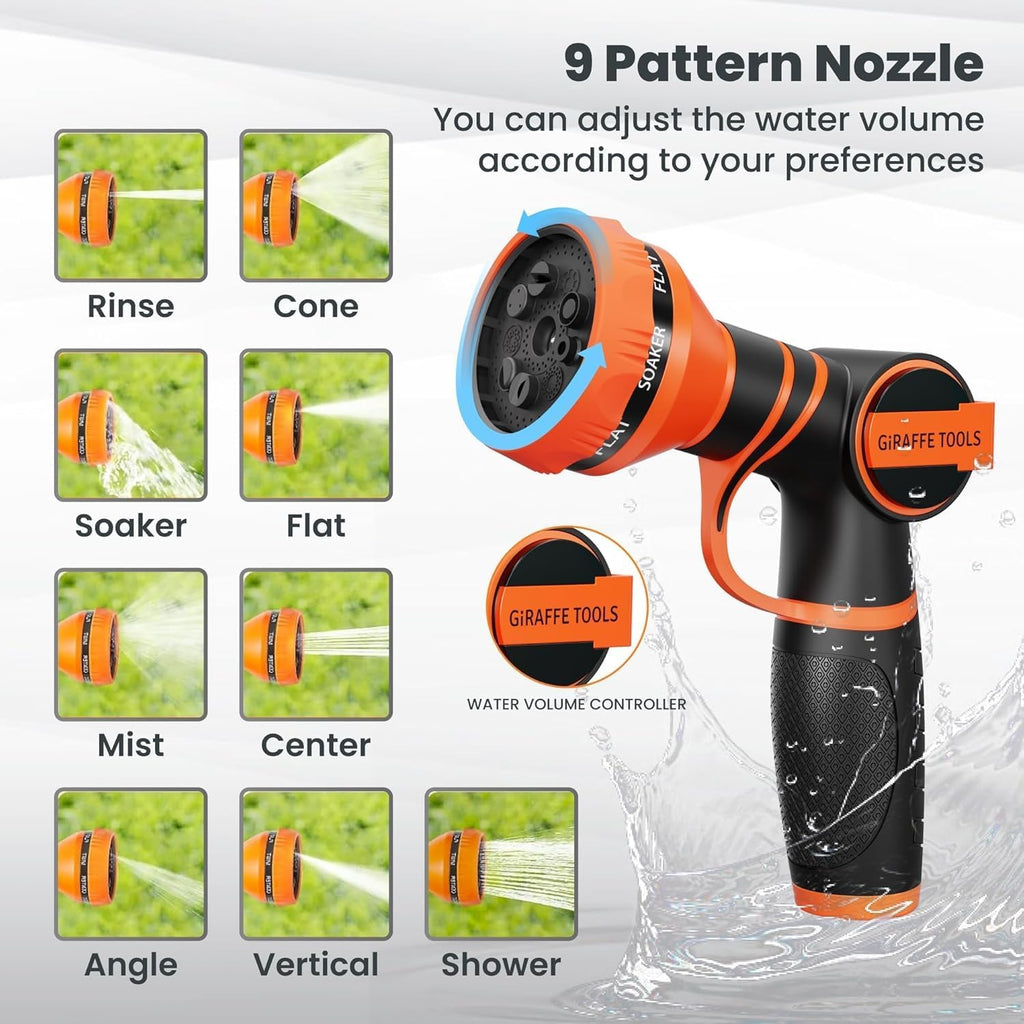 Giraffe Tools Retractable Hose Reel 1/2" x 65 ft Wall Mount Auto Rewind | Garden Hose Reel Heavy Duty,Any Length