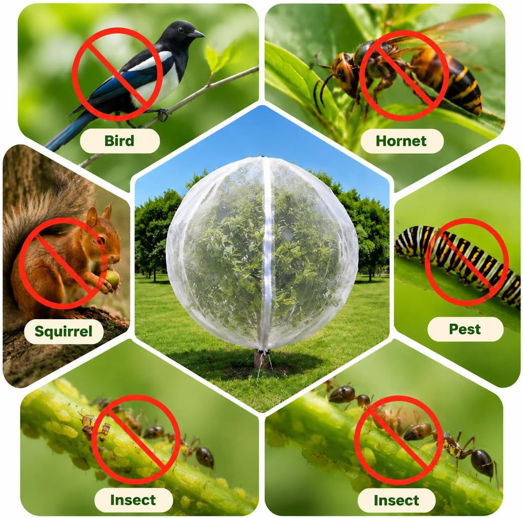 2 Pack 13x13ft Extra Large Fruit Tree Netting with Double Zipper & Double Drawstring, Heavy Duty Bird Netting for Fruit