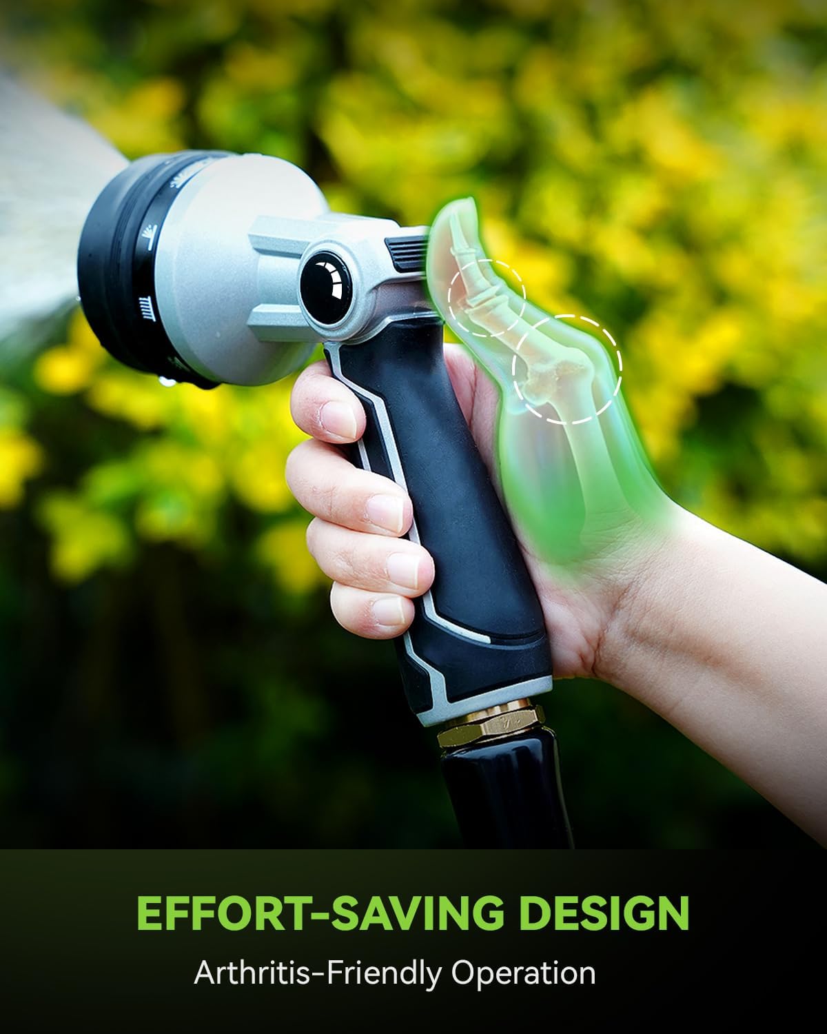 RAINPOINT Full-Metal Garden Hose Nozzle, Heavy Duty Water Hose Nozzle Sprayer With 10 Adjustable Patterns & High
