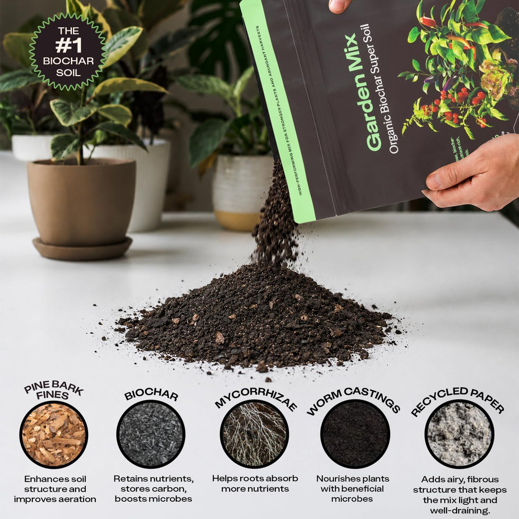 Rosy Soil Garden Mix Biochar Potting Soil for Outdoor Plants, 8 Quart | Organic Garden Soil with Worm Castings for
