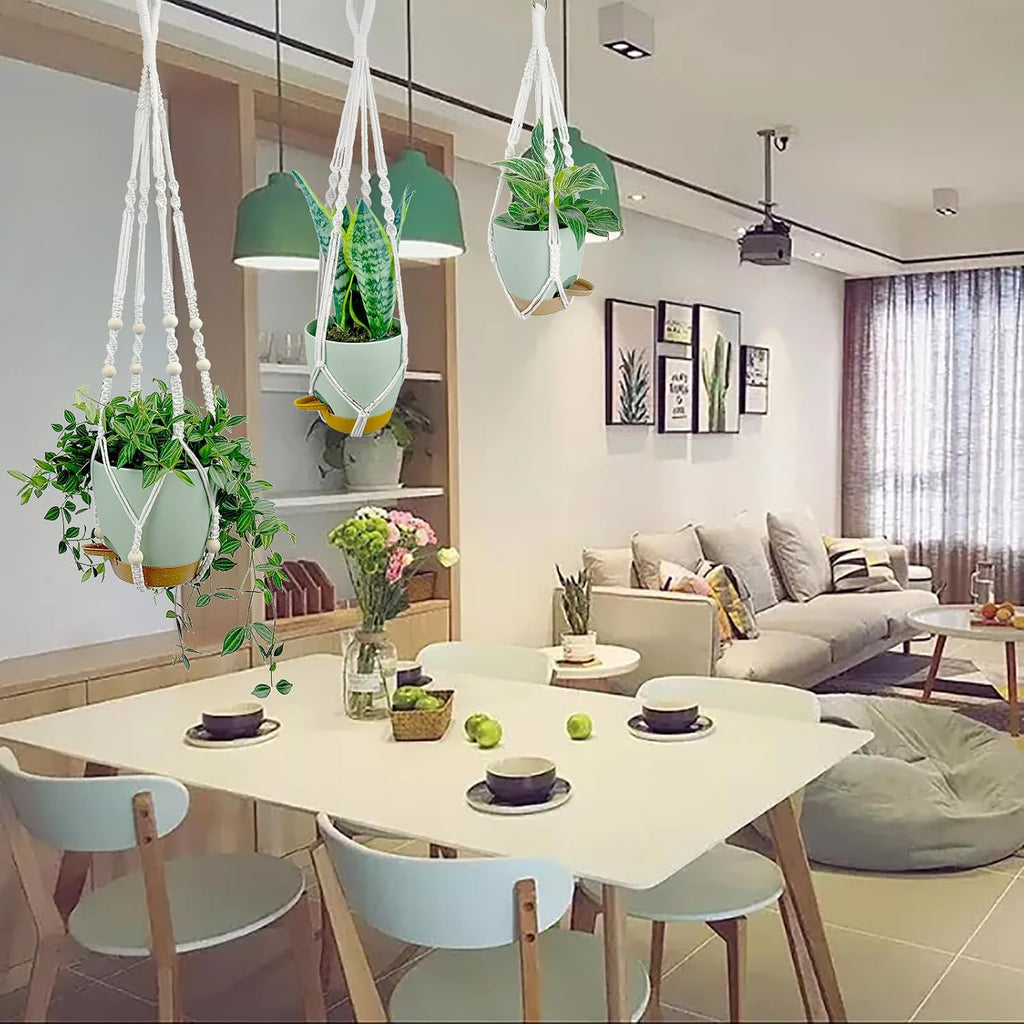 Hanging Planters with Macrame Plant Hangers for Indoor Outdoor Plants, 3 Set Hanging Baskets Flower Pots Holders