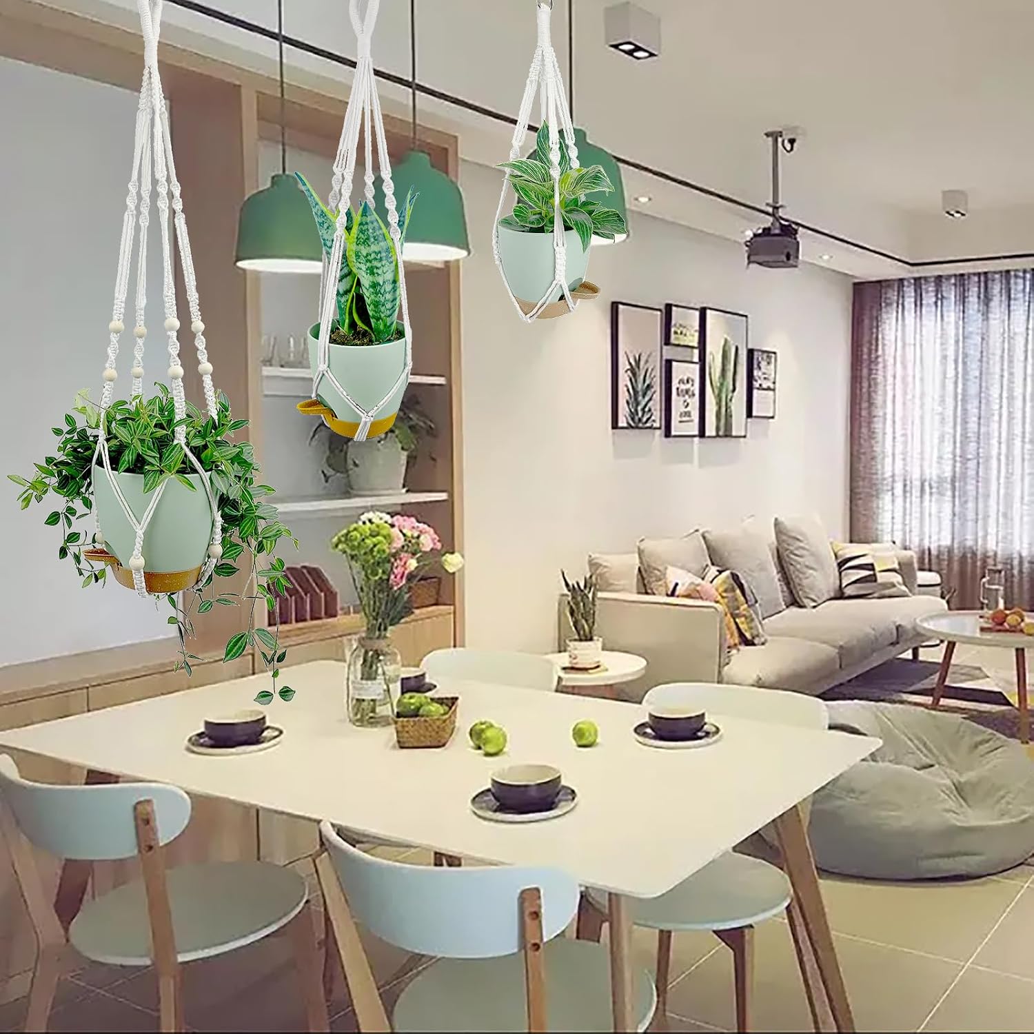 Hanging Planters with Macrame Plant Hangers for Indoor Outdoor Plants, 3 Set Hanging Baskets Flower Pots Holders
