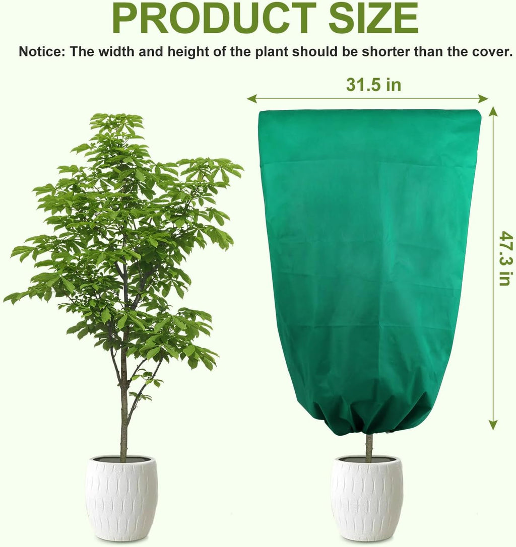 Plant Covers Freeze Protection, 4 Pack Frost Cloths with Zipper Drawstring (31.5" x 47.3"), Reusable Garden Fruit Tree