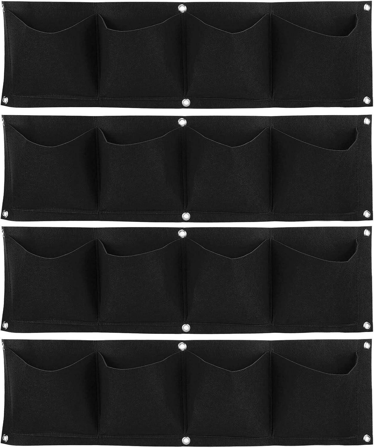 4Pcs 4 Pocket Felt Vertical Wall Garden Planter Plant Grow Bag Reusable Wall Mounted Planting Growing Bag for Flower