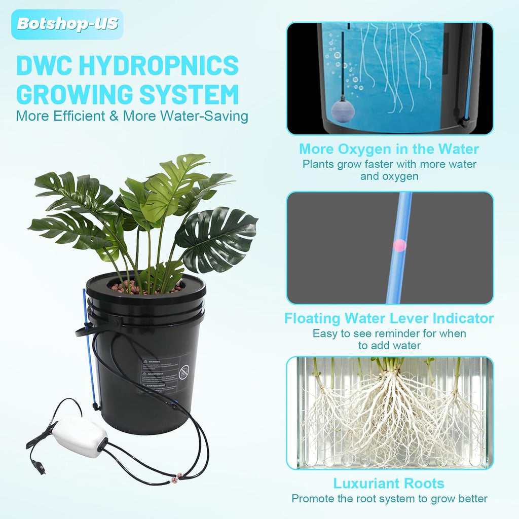 Hydroponics Growing System Kit 5-Gallon Deep Water Culture Recirculating Drip Grow System Indoor Garden Grow System