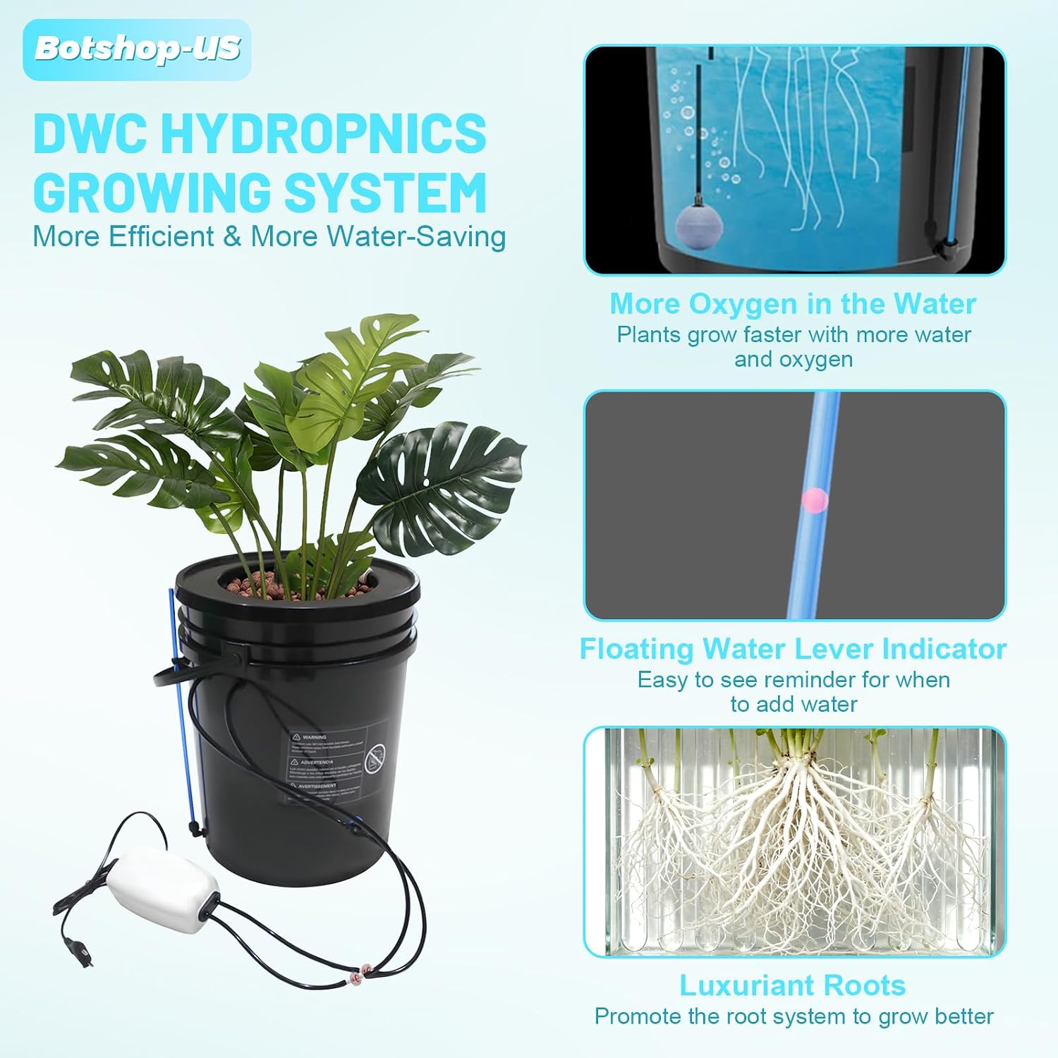 Hydroponics Growing System Kit 5-Gallon Deep Water Culture Recirculating Drip Grow System Indoor Garden Grow System
