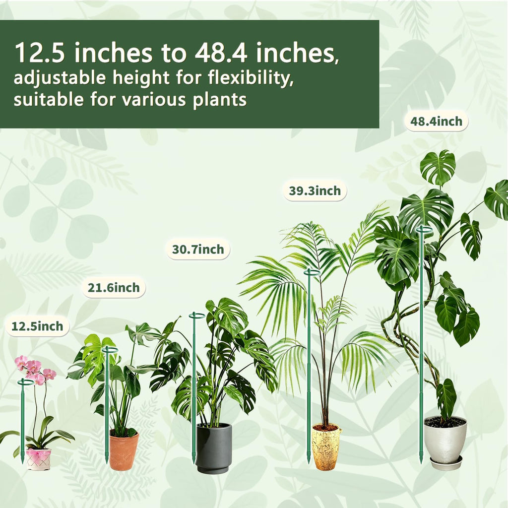 7Pcs Telescoping Plant Stakes 12.5-48.4IN Adjustable Monstera Plant Support | Stainless Steel Plant Stakes for Indoor