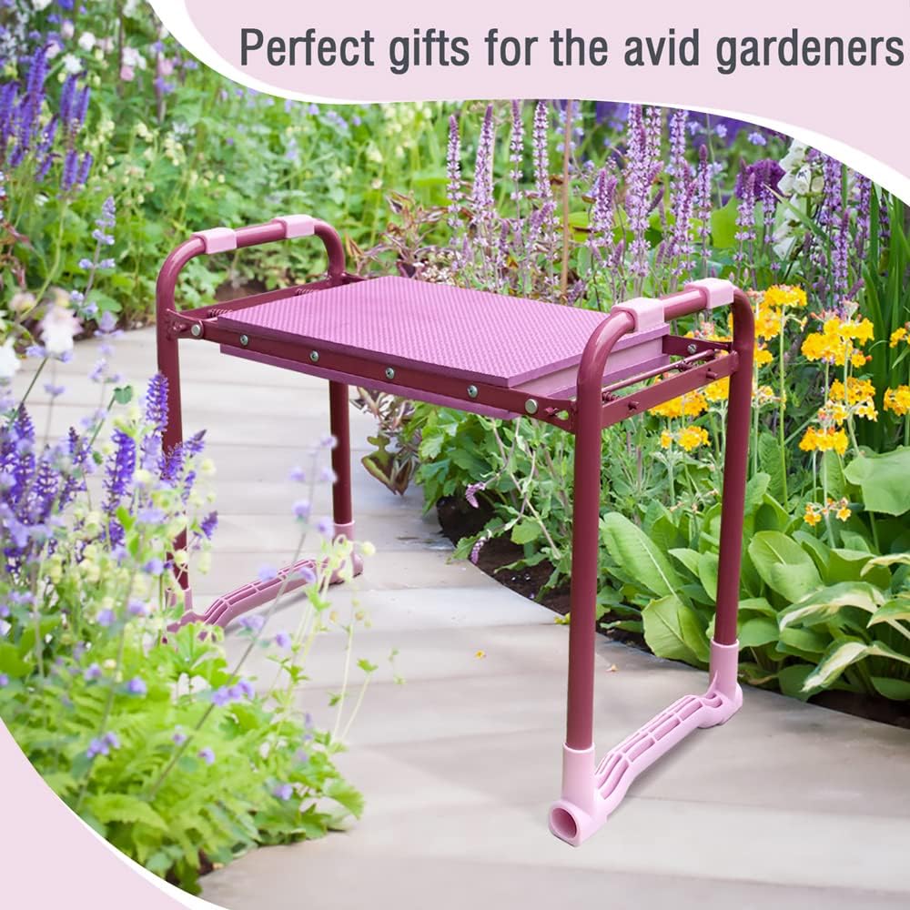 Garden Kneeler Upgraded, Gardening Kneelers Stool with Rugged & Sturdy Steel Frame, Garden Seat and Kneeler Bench with