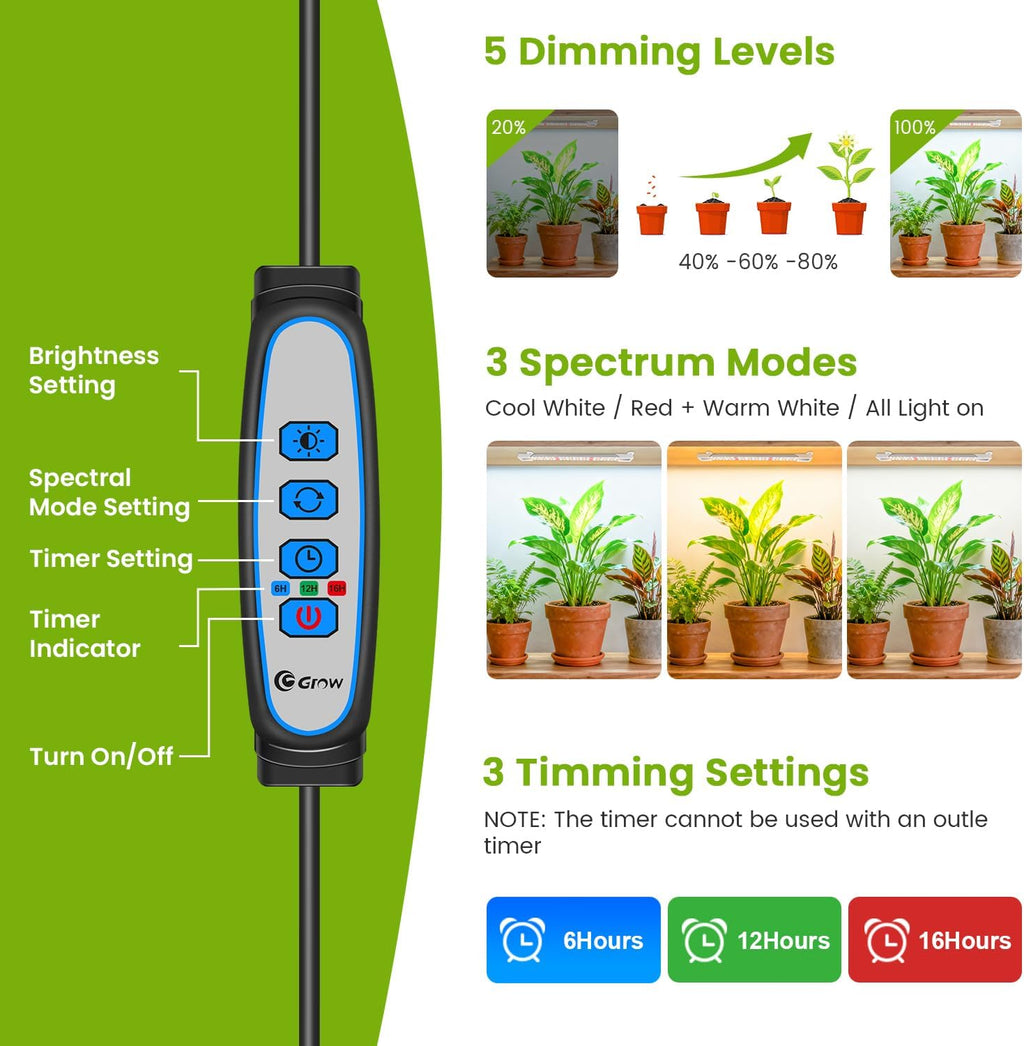 Kullsinss 8in Grow Lights Strips for Indoor Plants, 112 LEDs Plant Light | 4-Strip Full Spectrum with Red, Warm & Cool