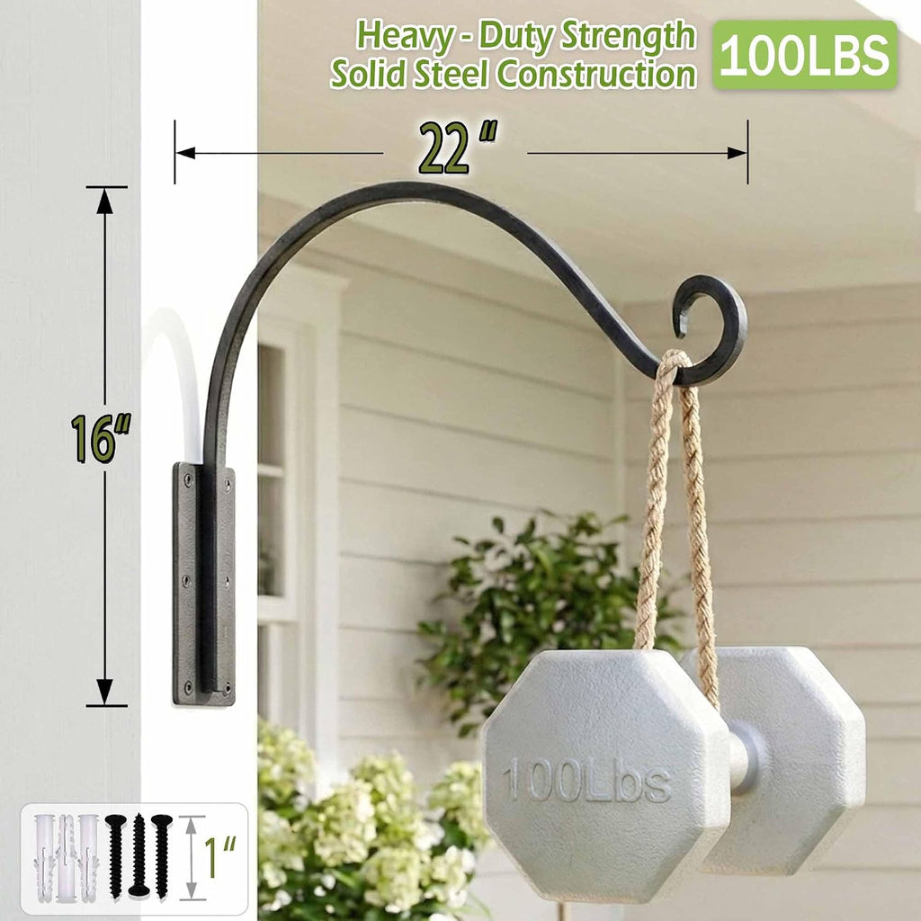 AJART Hanging Plant Hanger Outdoor: 22-Inch Bird Feeder Wall Hooks | Heavy-Duty hanging basket hook,100 Lbs Capacity