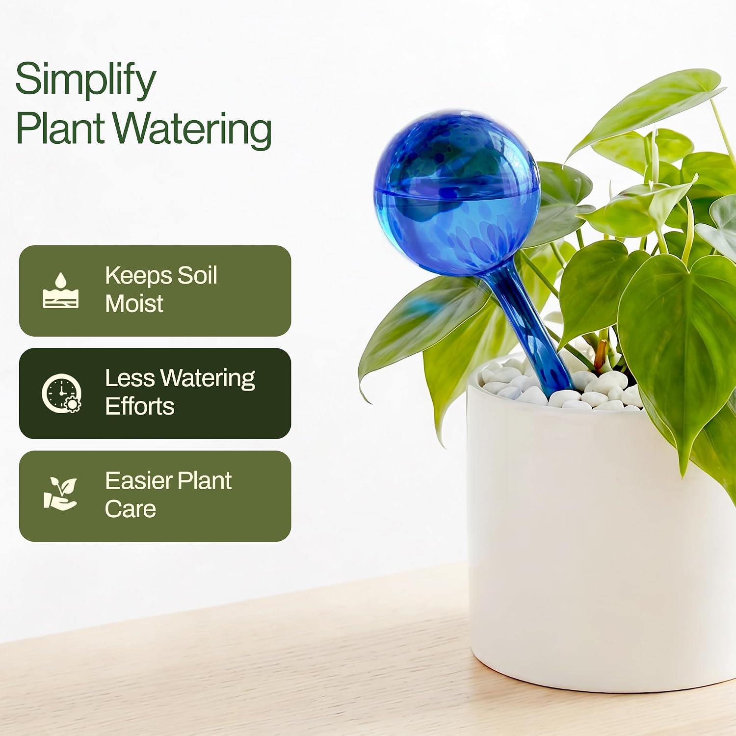 Besti Large Self Watering Globes for Plants Hands Free | Durable, Multicolored Glass Craftsmanship | Holds 380-400ml