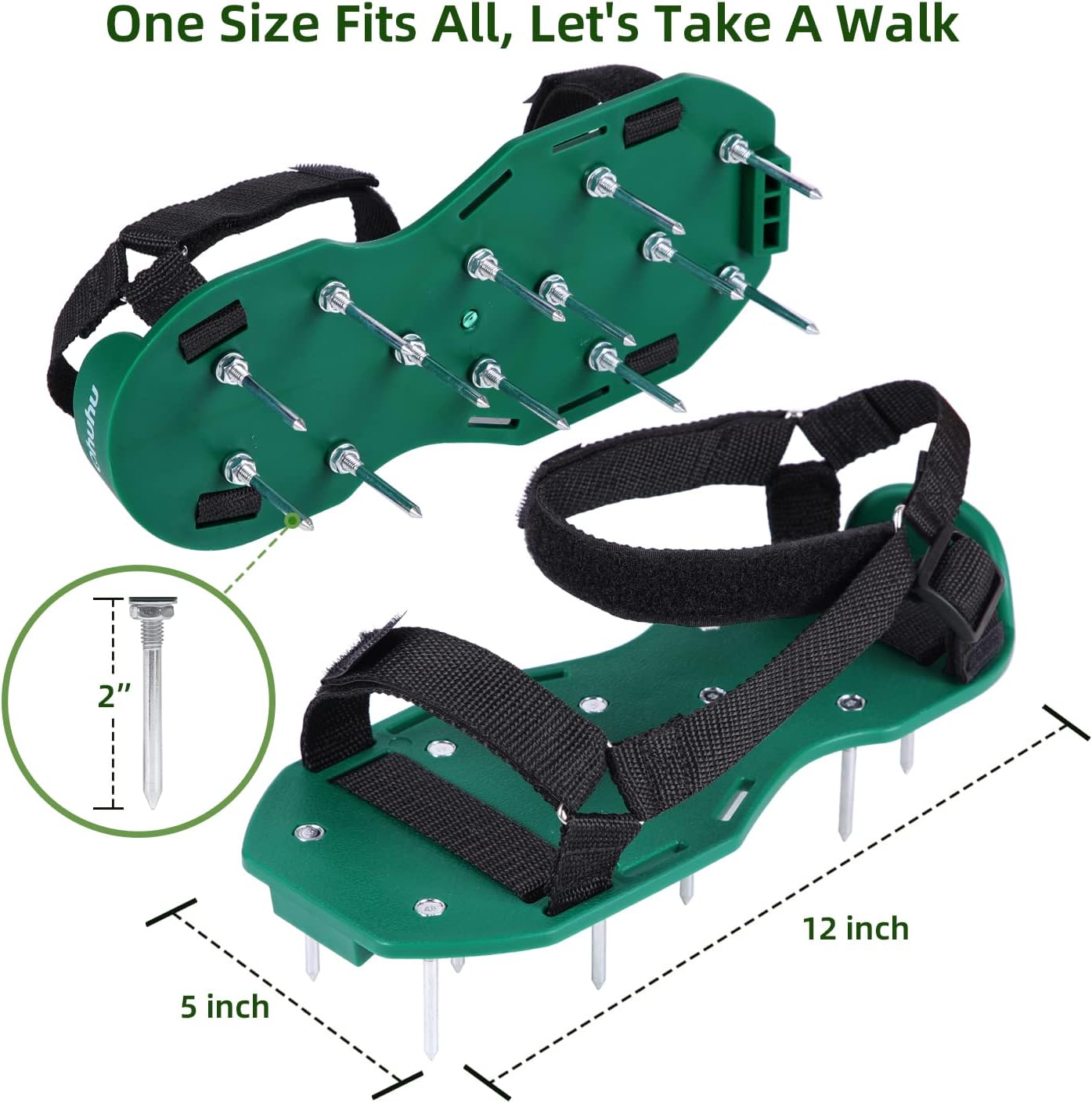 Ohuhu Lawn Aerator Shoes with Hook & Loop Straps, All New Unique Design Free-Installation Heavy Duty Spiked Aerating