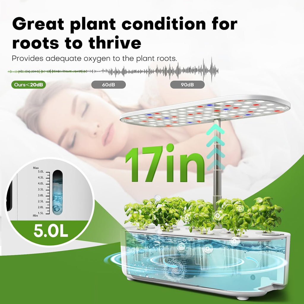 Ahopegarden Hydroponics Growing System: 12 Pods with Touch Control Panel | Indoor Herb Garden with Grow Light