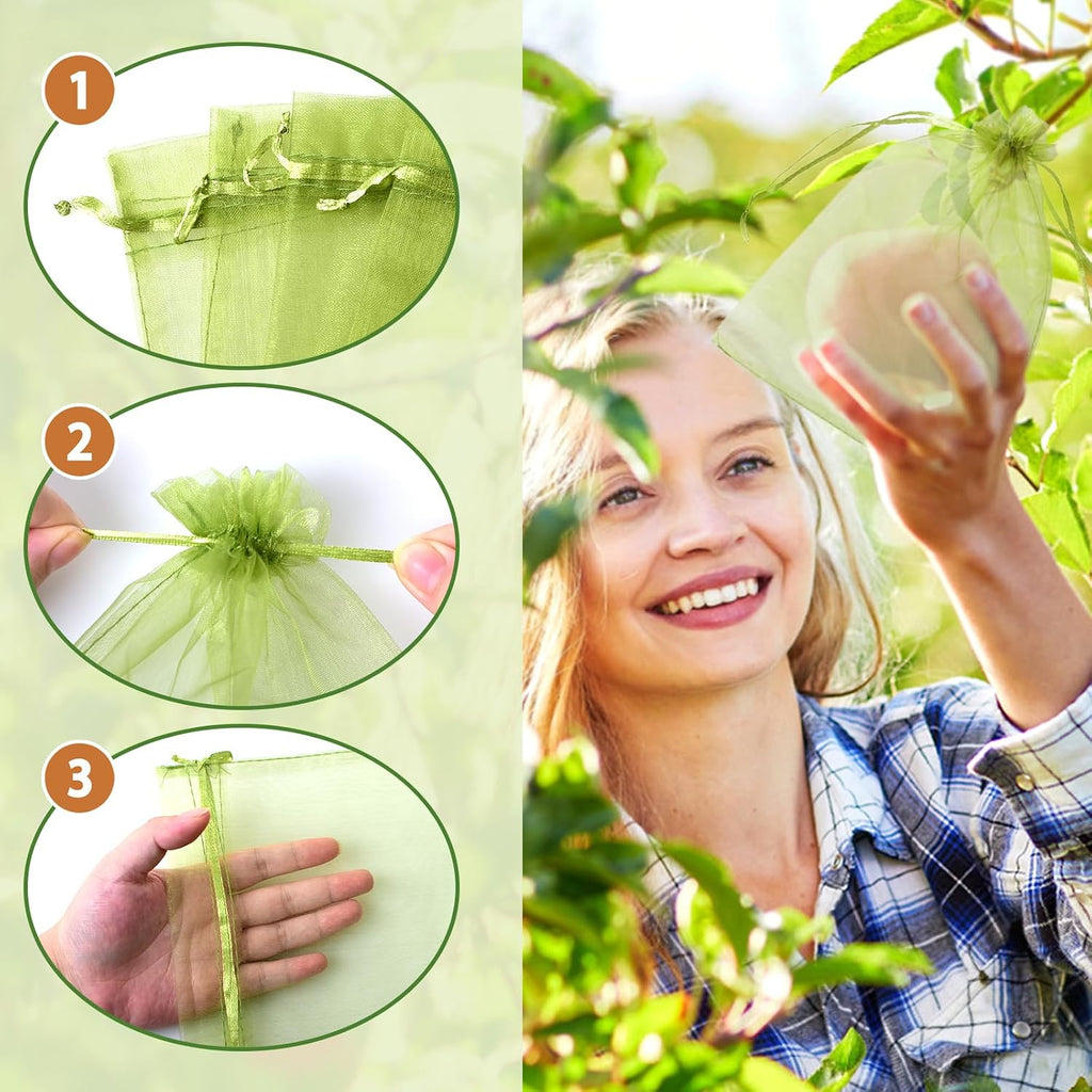 500 Pcs Fruit Protection Bags 4 x 6 Inches | Drawstring Mesh Fruit Protection Bags, Fruit Netting Bags for Protecting