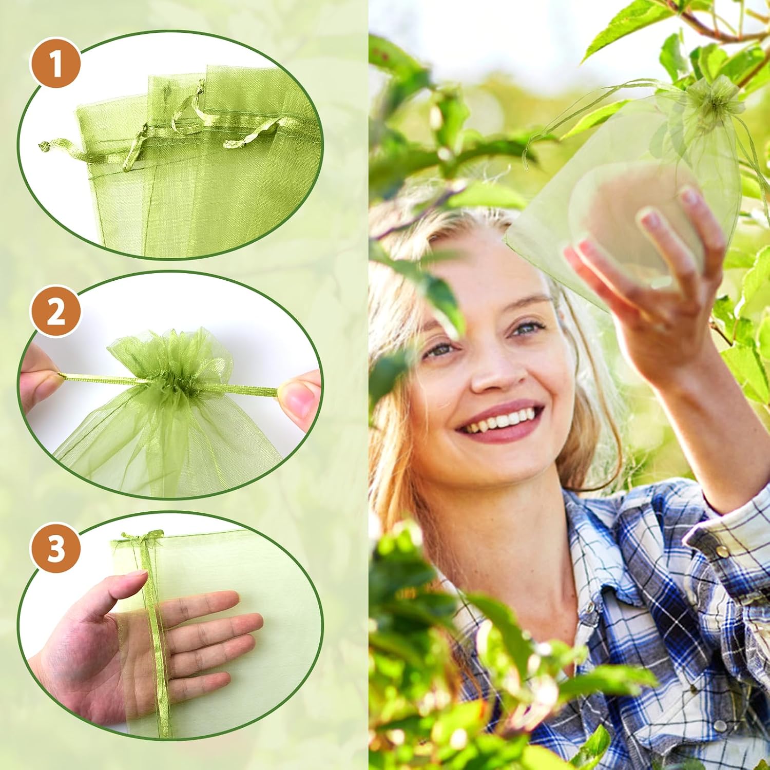 500 Pcs Fruit Protection Bags 4 x 6 Inches | Drawstring Mesh Fruit Protection Bags, Fruit Netting Bags for Protecting