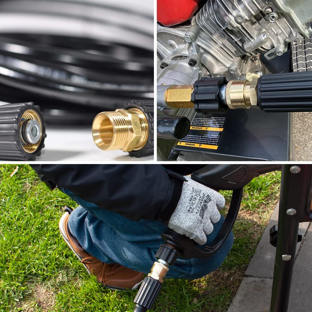 YAMATIC M22 to 3/8 in Pressure Washer Quick Connect Kit, 5000 PSI, 5 Pack | M22-to-3/8 in quick-connect couplers