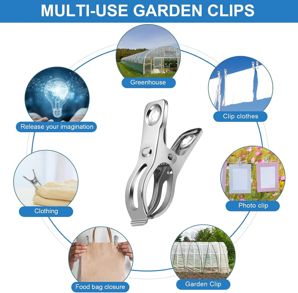 120 Pcs Greenhouse Clips, Garden Clips for Netting, Stainless Steel Greenhouse Clamps, Have a Strong Grip to Hold Down