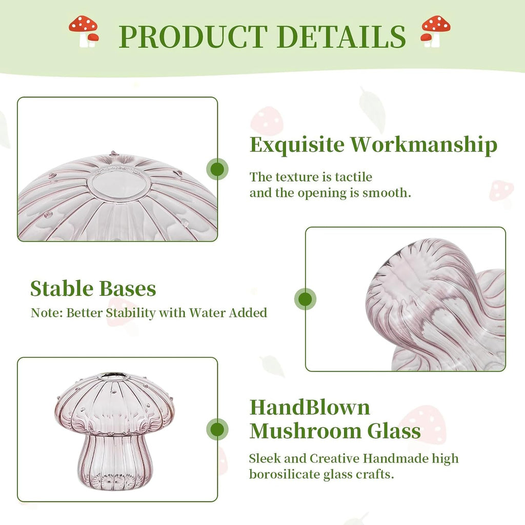 Glasseam Mushroom Plant Propagation Stations: 5 Pcs Glass Propagation Vases | Colored, Hand-Blown, Small Hydroponic