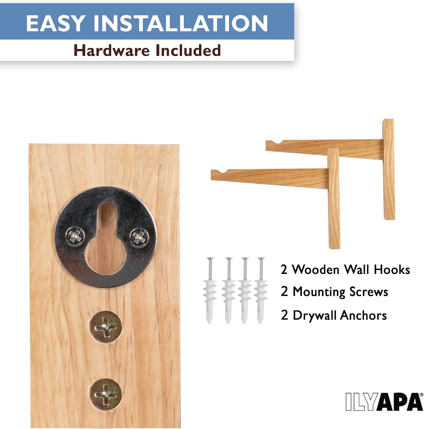 Ilyapa 2 Pack Wood Plant Wall Hanger Hooks, 9 Inch, Indoor Wall Planters | For Hanging Plants, Baskets & Macrame
