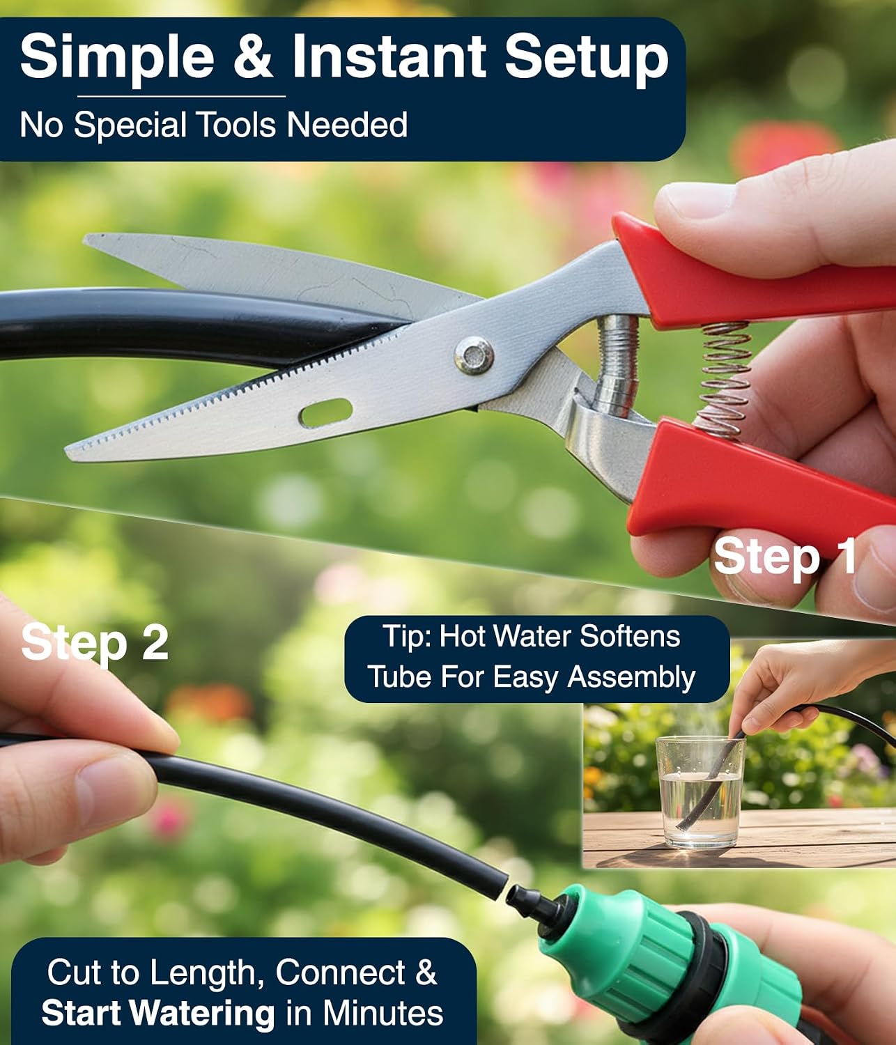 DBR Tech® 1/4 Drip Irrigation Tubing, 200 Feet, Flexible PVC Plastic Drip Irrigation Hose for Gardening, Misting