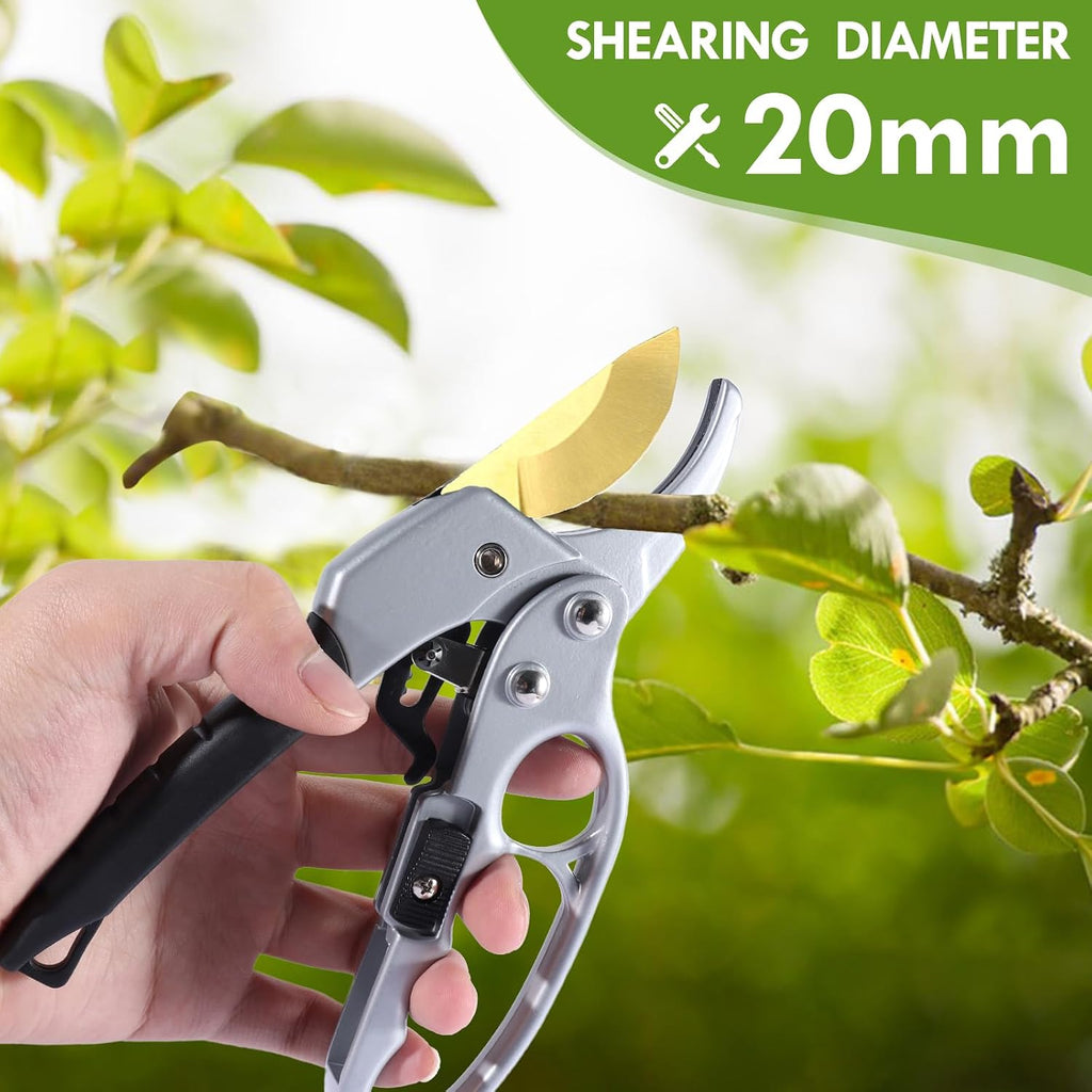 Garden Clippers, Premium Germany Titanium Pruners, Work 3 Times Easier, Ratcheting Pruning Shears, Cutting Rose