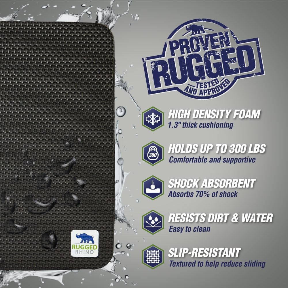 RUGGED RHINO Heavy Duty Kneeling Pad for Work, Shock Absorbent Thick Knee Pads, Holds Up to 300 lbs, Protect Knees from