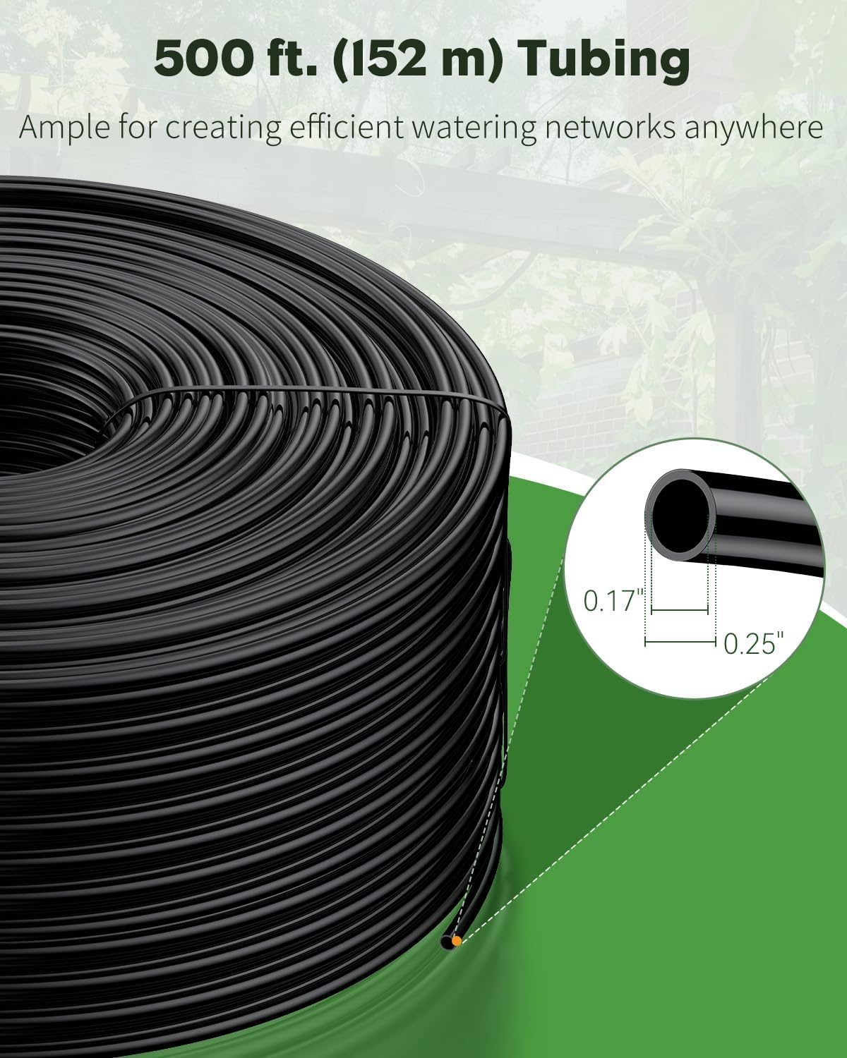 Pawfly 500 ft. 1/4" Drip Irrigation Tubing, Blank Distribution PVC Tubing for Drip Irrigation System, Drip Irrigation