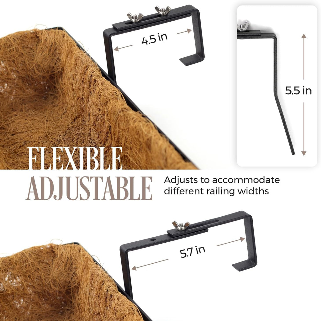 4 Pack 32IN Window Box Planter Basket w/Adjustable Brackets (S1) | Adjustable Brackets, Hanging Flower Planter Basket