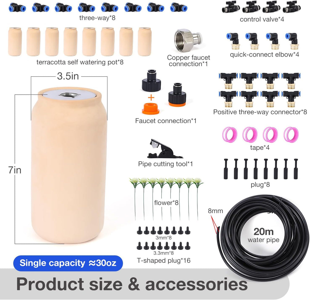8pcs 3.5x3.5x7in Olla Pot 30oz Insert Devices for Vacation Garden Use Drip Irrigation System Olla Watering System