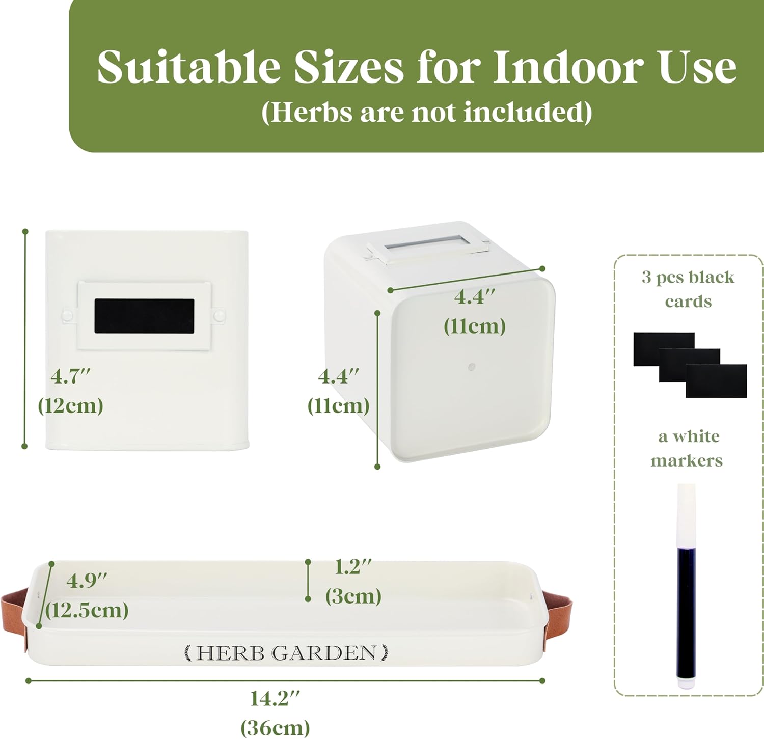 PERFNIQUE Indoor Herb Garden, Herb Planter Set with Tray, Farmhouse Indoor Plant Pots, Windowsill Herb Garden with