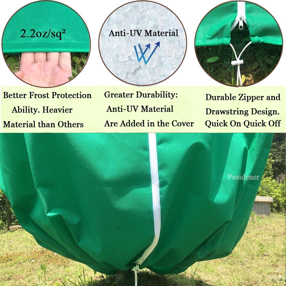 Plant Covers Freeze Protection 2 Packs 90"X75" 2.2oz Tree Covers Frost Plant Covers Freeze Cloth for Outdoor Plants