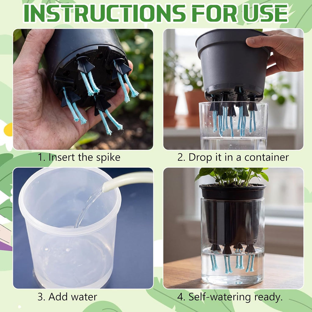 40 Pack Self Watering Spikes for Indoor Outdoor Plants Automatic Plant Watering Stakes with Absorbent Cotton Rope and
