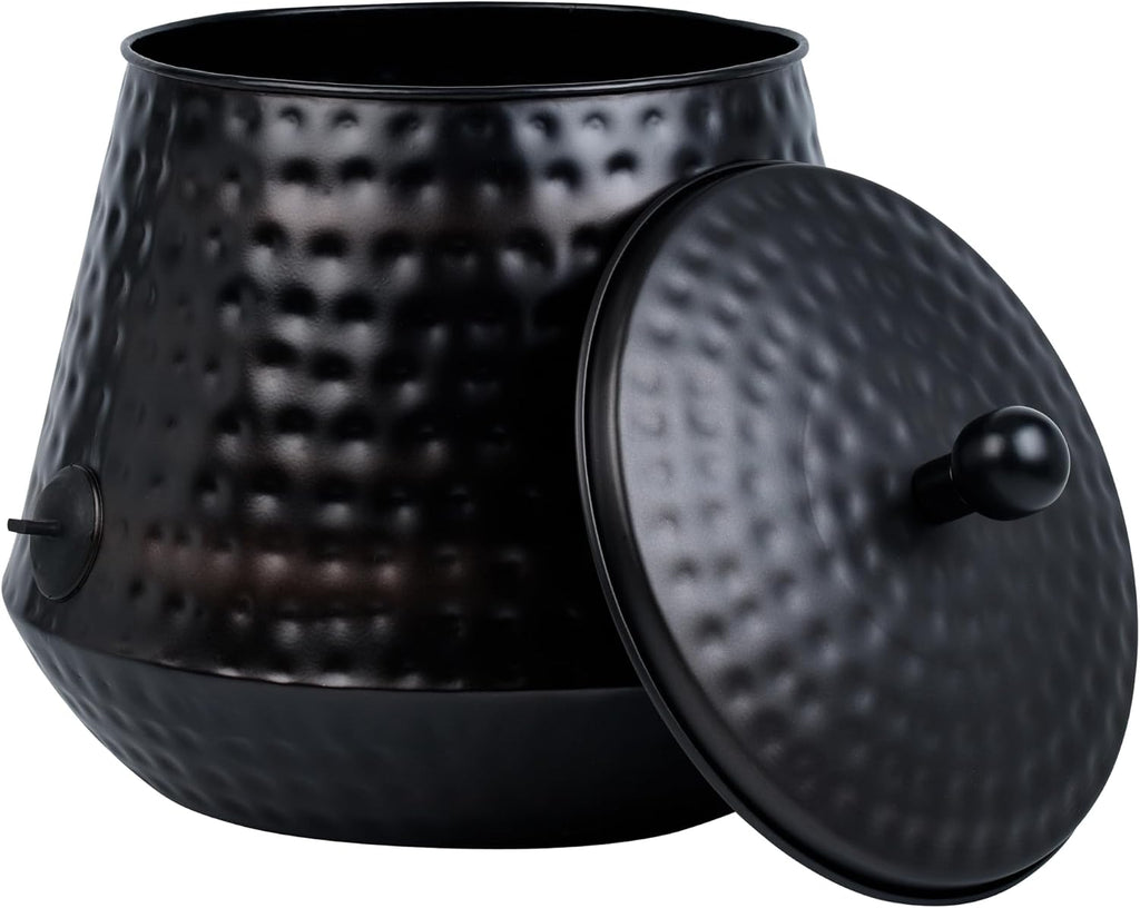 Decorative Garden Hose Pot Storage Holder with Lid Copper Finish 12 x 16 Inches | Expandable Hose Hider | Holds 125 ft
