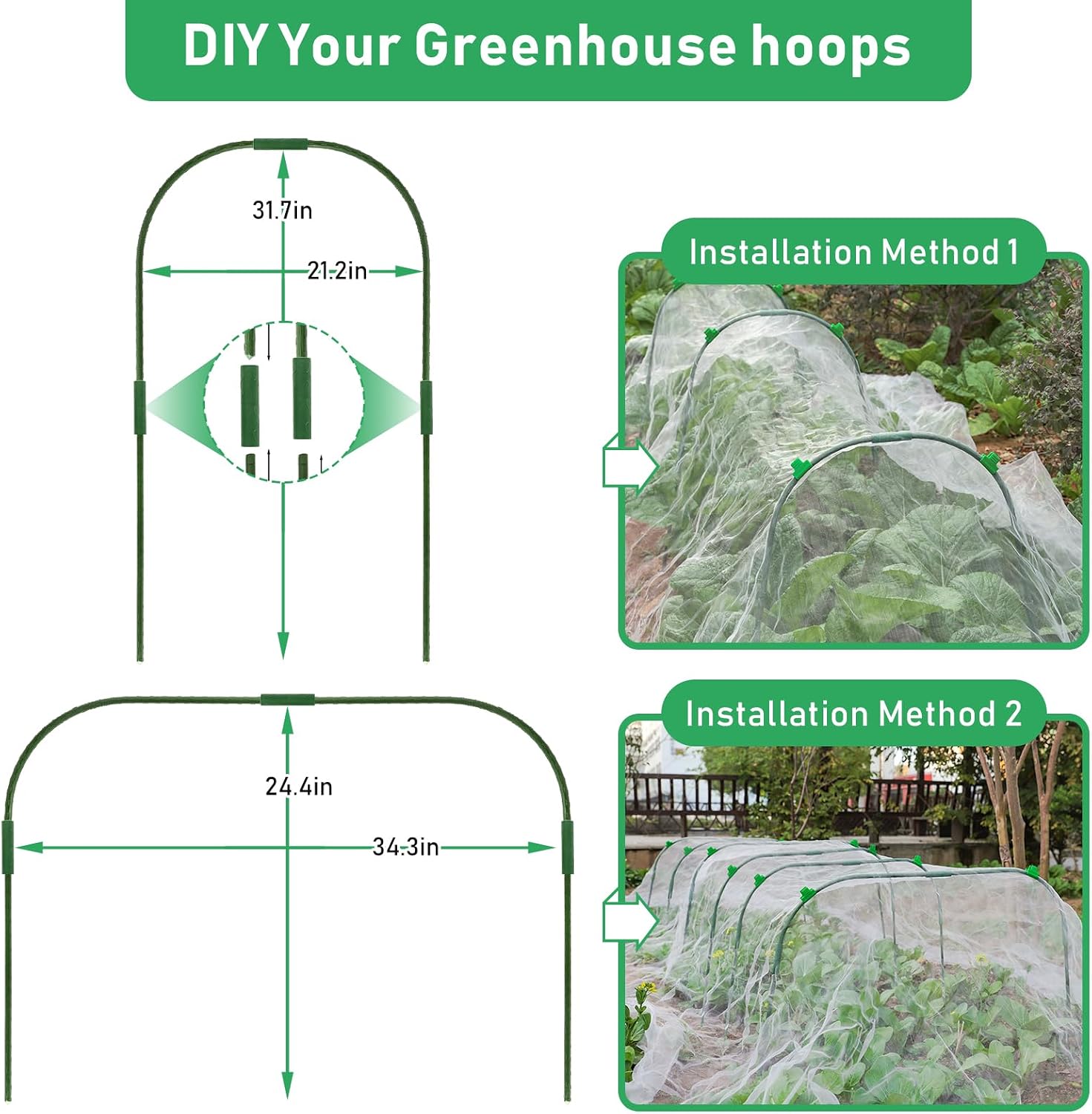Garden Netting Kit - 10*50FT Ultra Fine Plant Netting Mesh Covers Row Net Protection For Tree Fruit Barrier Vegetable