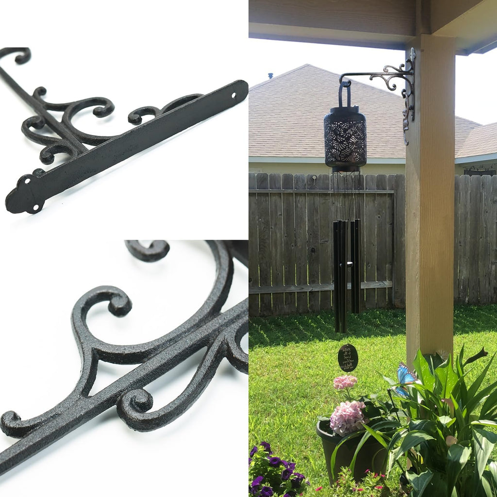 Sungmor Cast Iron Wall Hook Plant Hangers - 2PC Black | Home & Garden Heavy Duty Hanging Bracket Plant Hooks - Hanging