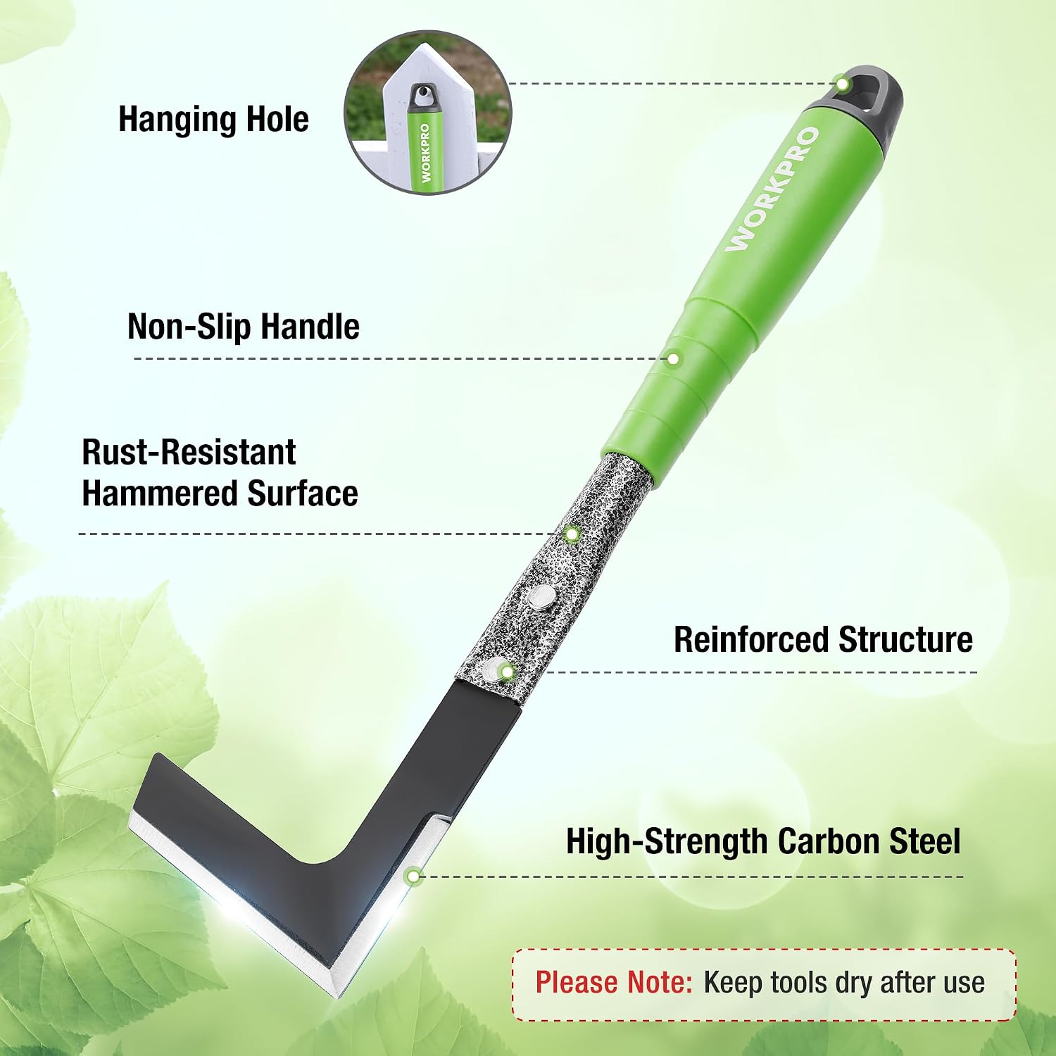 WORKPRO 6-Piece Garden Tool Set | Heavy Duty Gardening Hand Tools with Soft Rubber Handle, Including Trowel, Rakes
