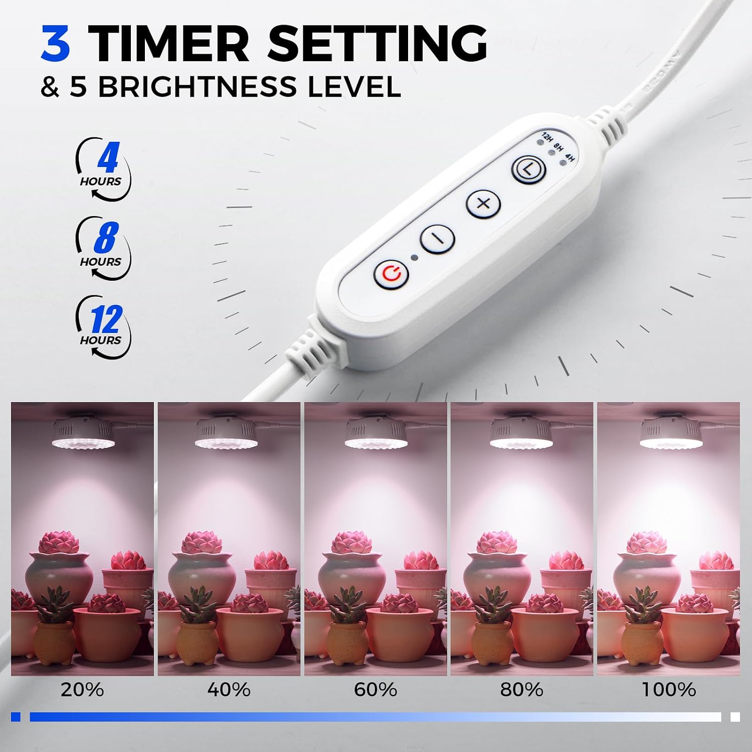Barrina OG09 Grow Light, 18W(2 x 9W), Pinkish White, Timer, 2 Packs | Full Spectrum Plant Light for Indoor Plants
