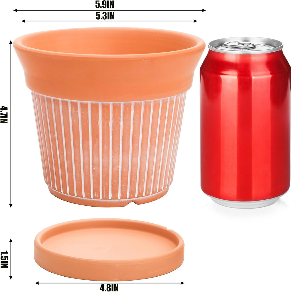 Cedilis 2 Pack Terracotta Pots, 6 inch Red Clay Pots with Drainage and Saucers, Terra Cotta Planter for Garden Cactus