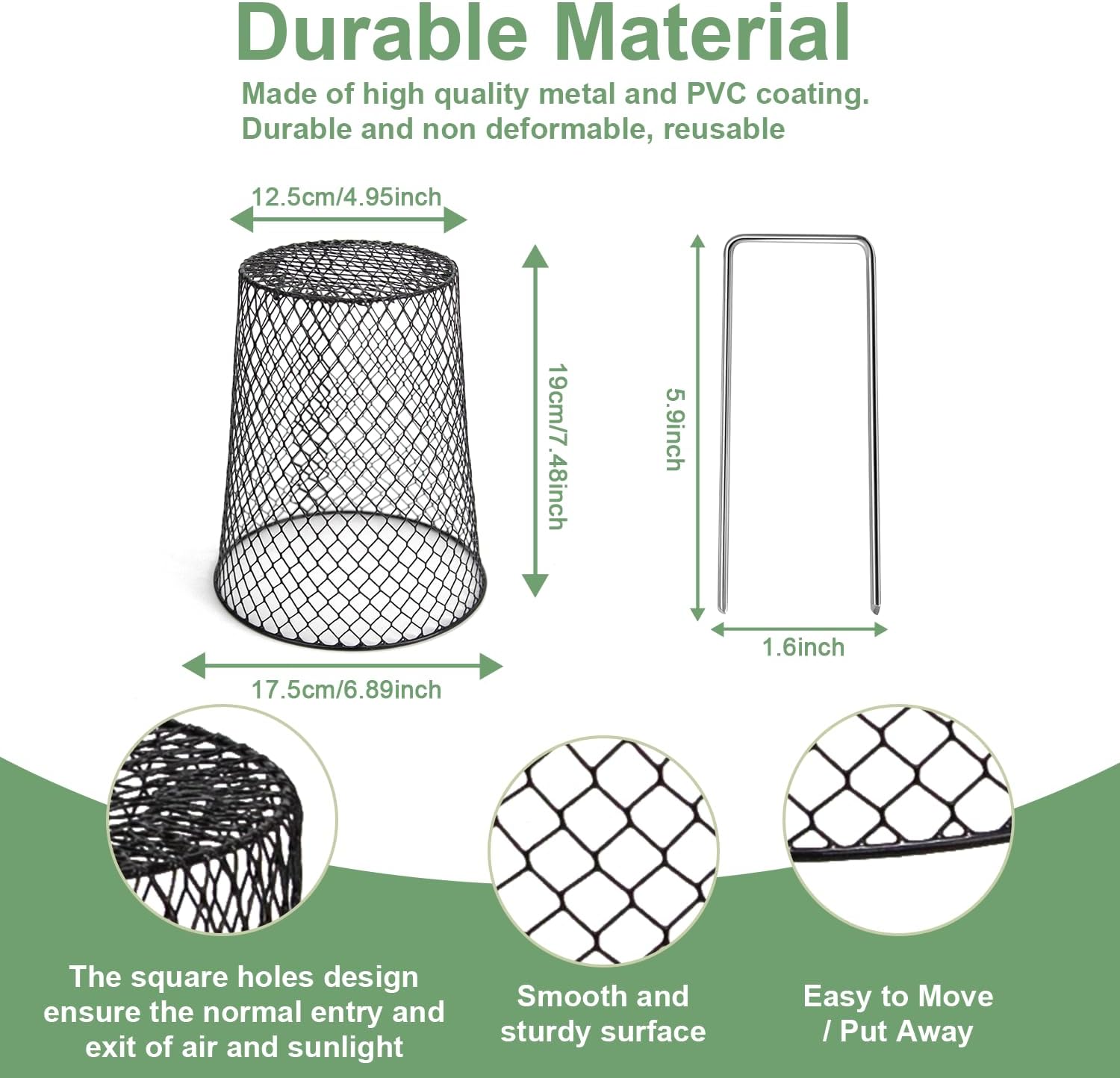 10 Pcs 6.8"×7.4" (Multiple Sizes/Quantities Available) Seedling Plant Protectors from Animals, Chicken Wire Plant Cage