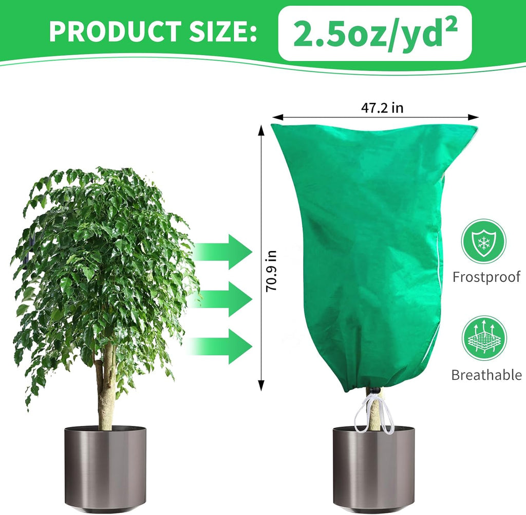 Phopich 2 Pack Plant Covers Freeze Protection, 47''W x 78''H 2.5oz/yd² Winter Tree Frost Blankets Frost Cloths