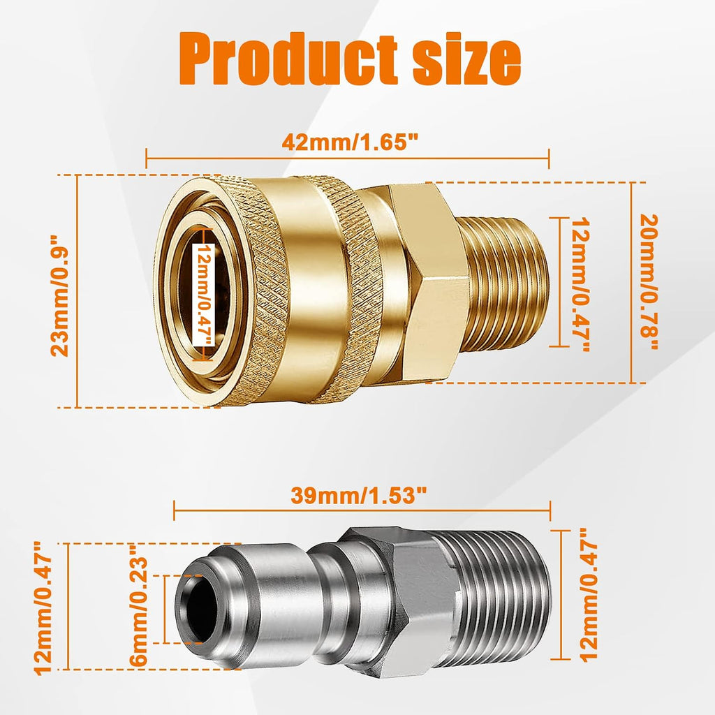 8 Pack NPT 1/4 Inch Pressure Washer Male and Female Quick Connector | Pressure Washer Adapters Pressure Washer