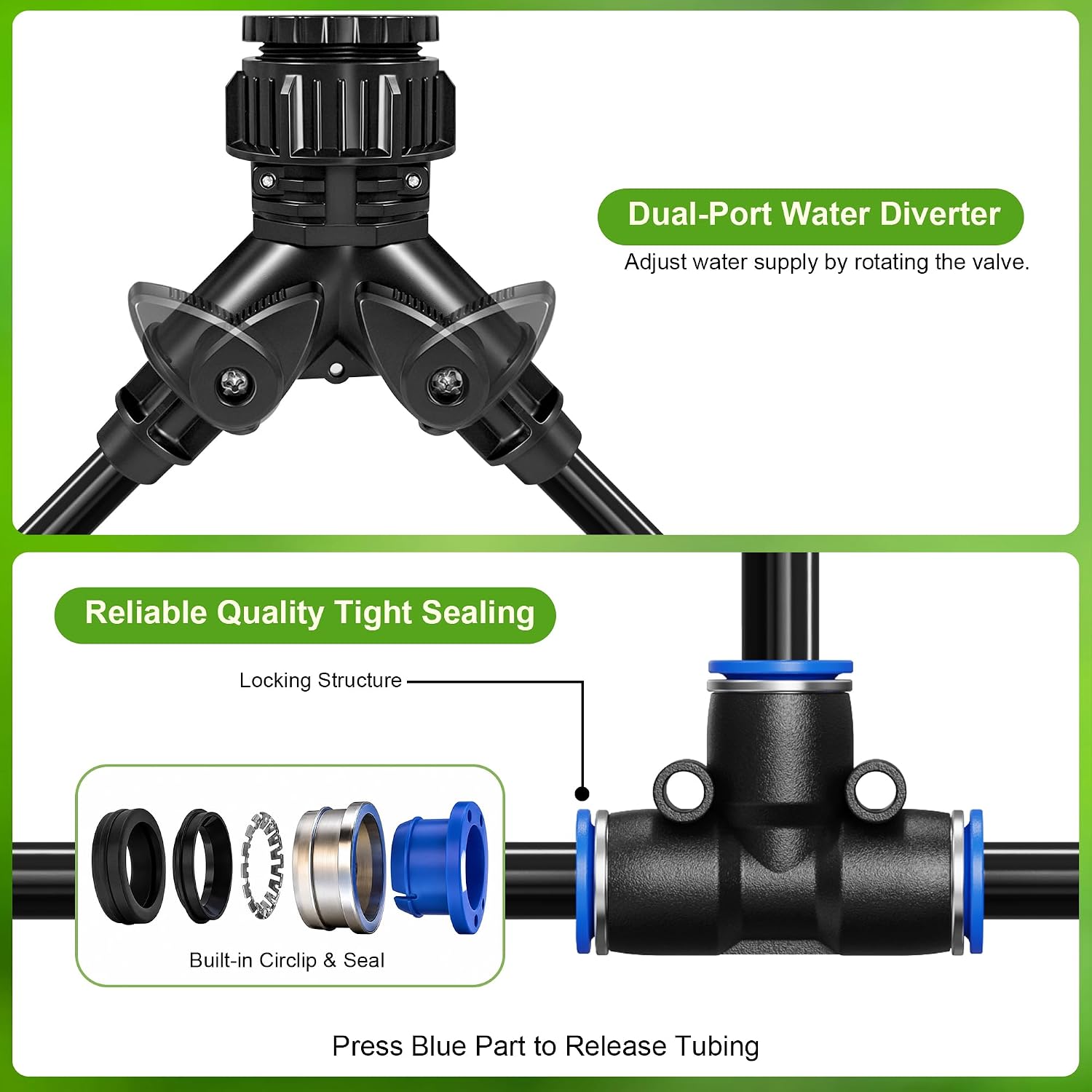 Thiswing 100 FT 360° Adjustable Irrigation System with Stake Holders | 1/4" Tubing, 16 Nozzles, Automatic Watering