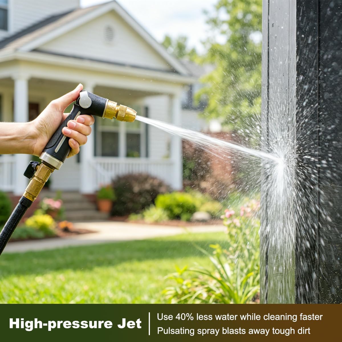 FANHAO Metal Thumb Control Adjustable Nozzle, High Pressure Garden Sprayer | Rustproof Hose Nozzle Heavy Duty, Non-Slip