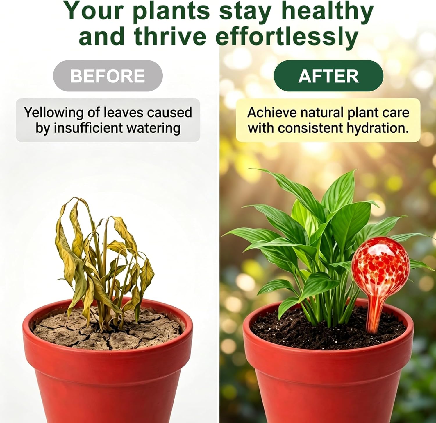8Pcs Glass Plant Watering Globes,Self Watering Globes,Water Bulbs | Automatic Plant Watering Can Devices Garden, Glass